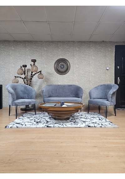 Zafir Teddy Takım Siyah Boyalı Telli Ayak Çay Seti Koltuk - Berjer , Balkon, Salon, Ofis Gri Zafir Teddy Takım Siyah Boyalı Telli Ayak Çay Seti Koltuk - Berjer , Balkon, Salon, Ofis Gri