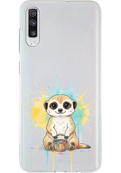 Samsung Galaxy A70s İle Uyumlu Splash Mirket Tasarımlı Şeffaf Silikon Kılıf Şeffaf
