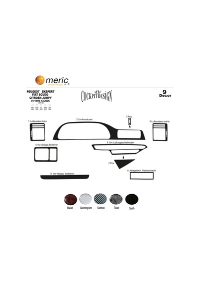 Meriç® Peugeot Expert/Scudo/Jumpy Ön Torpido Kaplama 9 Prç 96-06 (530157101)