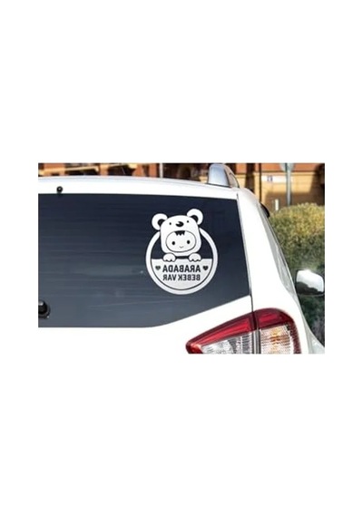 24x28 Cm Arabada Bebek Var Sticker, Cam İçin