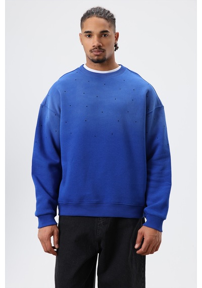 Vamos Yıkamalı Taş Detaylı Oversize Sweatshirt Saks