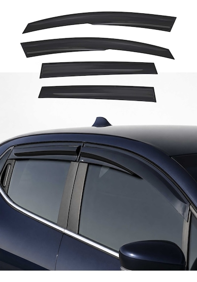 Renault Clio 4 Hatchback 2012-2019 Uyumlu Araca Özel Sport Style Akrilik Cam Rüzgarlığı Koyu 4 Parça