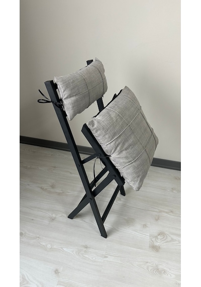 Modern Style Home Bahçe - Balkon, Iç Ve Dış Mekan Katlanır Metal Sandalye 3 Adet Açık Gri
