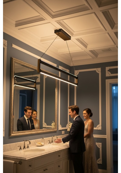 Orion Gold Lineer Led Sarkıt Avize Kumandalı Dim Edilebilir Aşağı Işık Beyaz Işık