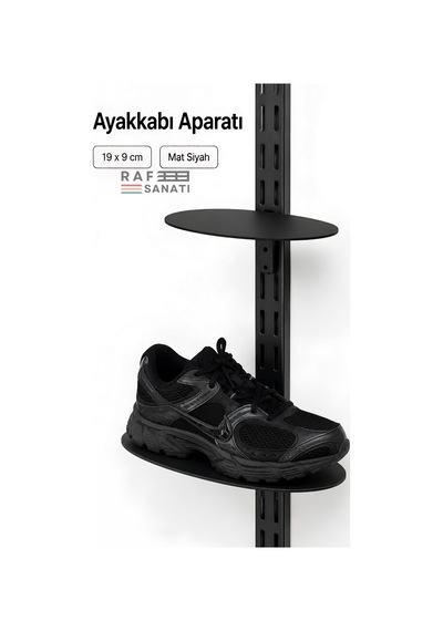 5 Adet - Oval Ayakkabılık Konik Dikmeye Geçme Ayakkabı Standı Rafı Mağaza Raf Sistemi Ayakkabı Tutucu Siyah