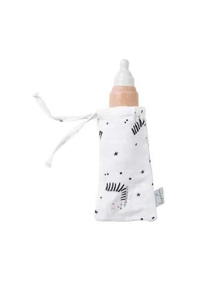White Zebra Muslin Biberon Kesesi
