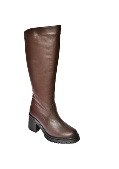 Fox Shoes R654047703 Kahverengi Hakiki Deri Kalın Topuklu Kadın Çizme Kahverengi
