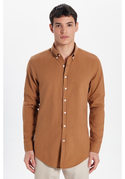 Tudors Erkek Slim Fit Dar Kesim %100 Pamuk Keten Doku Düğmeli Yaka Kahverengi Gömlek-32809 Kahverengi Tudors Erkek Slim Fit Dar Kesim %100 Pamuk Keten Doku Düğmeli Yaka Kahverengi Gömlek-32809 Kahverengi