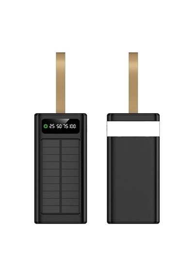 Solar 30.000mah Powerbank Dijital Göstergeli, 4 Usb Çıkışlı, Dahili Type-c Ve Lightning Kablolu Powerbank-1674 BEYAZ