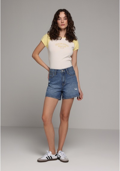Colin's Colins Slim Fit Yuvarlak Yaka Baskılı Kadın Ekru Kısa Kol Tişört Cl1077787 Q1.v2 Ecr