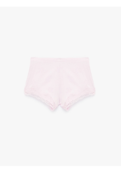 Koton Dantel Detaylı Saten Şort Pijama Altı Pembe Desenli 5slk80054mw Pembe Desenli