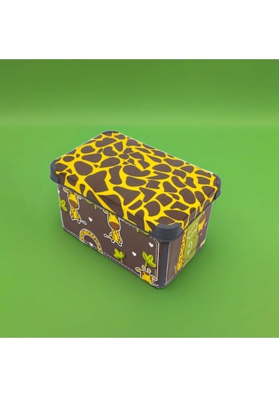 Style Box Giraffe Desenli 10 L Dekoratif Saklama Ve Oyuncak Kutusu Sarı