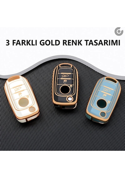 Fiat Egea 500x Tpu Anahtar Kılıfı Beyaz Gold - 1 Adet