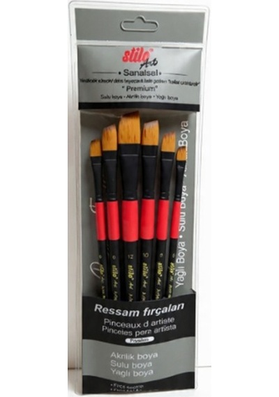 Stilo Art Yan Kesik Fırça Seti 6lı Set-4