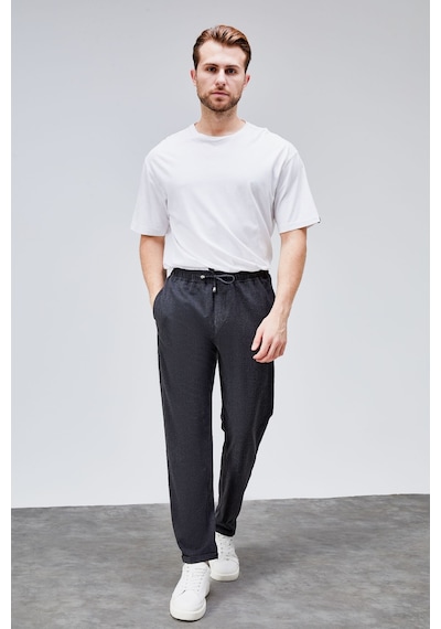 HLT Jeans Erkek Antrasit Relaxed Fit Yandan Cepli Beli Lastikli Bağcıklı Duble Paça Jogger Pantolon Bolt-1995 Antrasit