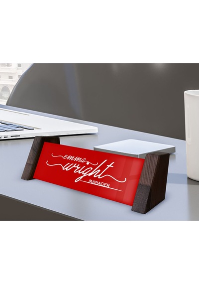 Bk Gift Kişiye Özel İsimli Ahşap Ayaklı Kırmızı Akrilik Masa İsimliği, Ofis Dekoru, Mesleki Hediye, Ofis Hediyeleri-2 Diğer