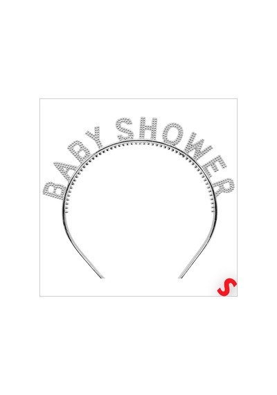 Baby Shower, Parlak Metal Görünümlü Plastik Taç - Gümüş 0-99