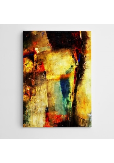 Soyut Sarı Tonlar Sanat Dekoratif Dev Boyut Kanvas Tablo 100 X 140 Cm