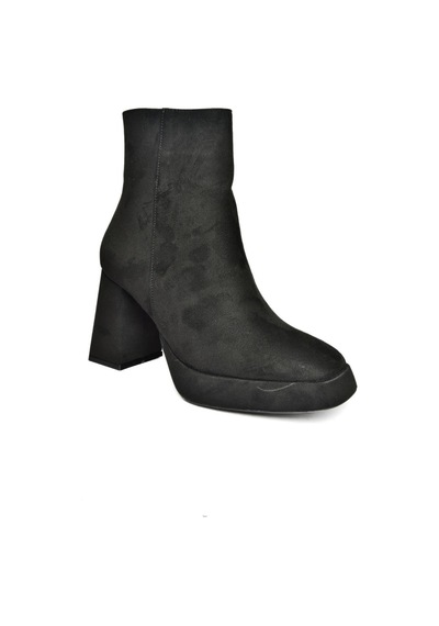 Fox Shoes R282230202 Siyah Süet Kalın Topuklu Kadın Bot Siyah