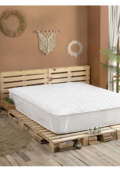 Sıvı Geçirmez Kapitone Alez 4-köşe Lastikli 180x200 Beyaz