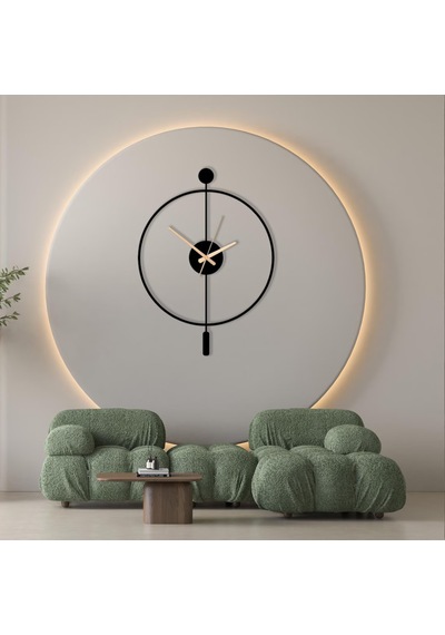 Minimalist Çelik Duvar Saati 49x38cm Sessiz Quartz Mekanizma Altın