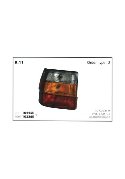 Stop Lamba Sol Renault R11 Flash Plakasız 1 Ad