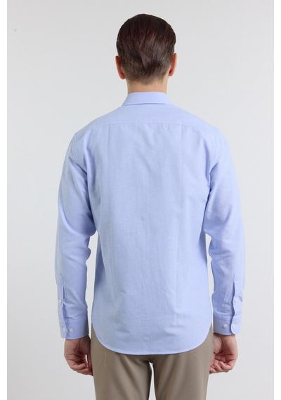 İmza Açık Mavi Oxford Düğmeli Yaka Uzun Kol Cepsiz Slim Fit Pamuklu Gömlek 1004260182
