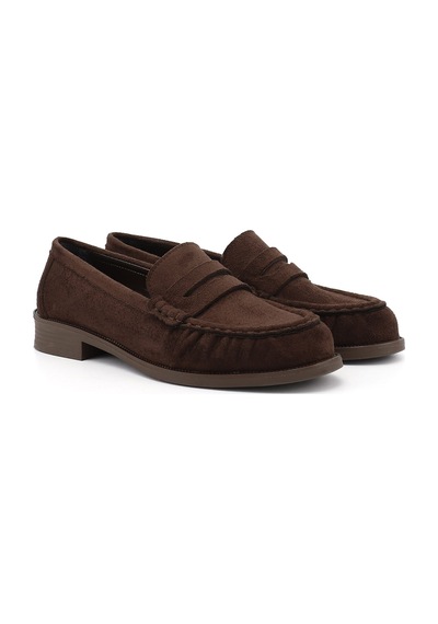 Gönderir Kadın Kahve Süet Loafer Ayakkabı Ddza87335885