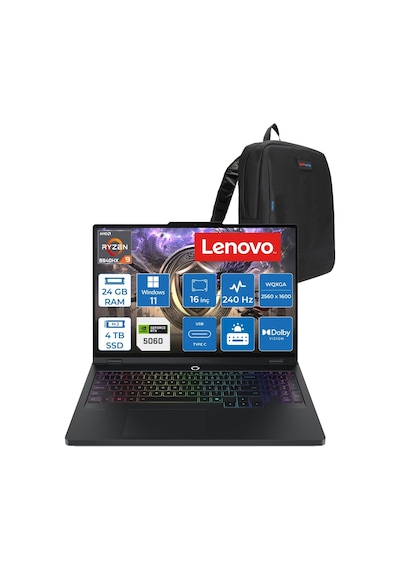 Lenovo Legion Pro 5 16ADR10 83LT005RTRH10 R9-8940HX 24 GB 4 TB SSD RTX5060 8 GB 16" W11H Dizüstü Bilgisayar + Zetta Çanta