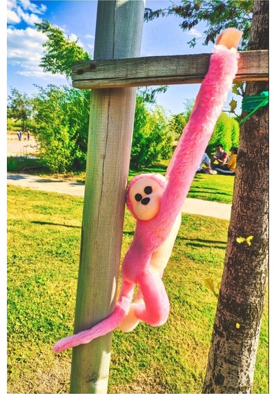 Sevimli Sarılan Sesli Maymun Pembe PEMBE