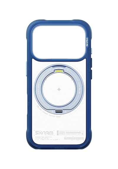 İphone 18 Pro Uyumlu Kılıf M-safe Şarj Özellikli Airbag Tasarımlı Standlı Skinarma Atlas Kapak Mavi