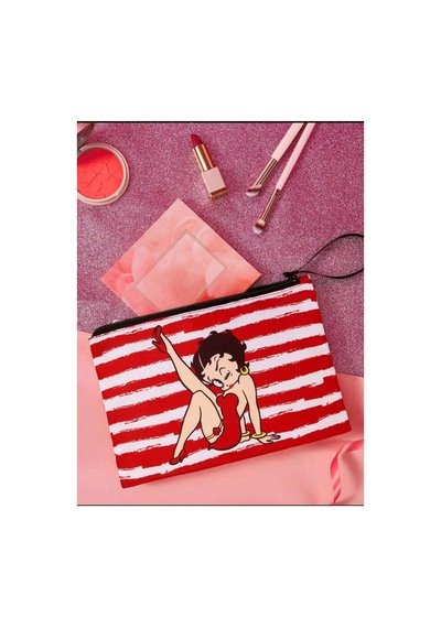Betty Boop Desenli Makyaj Organizer Çantası