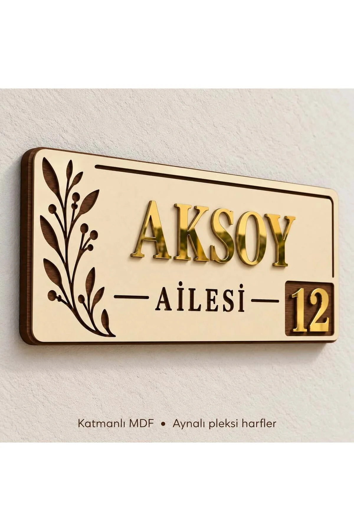 Kişiye Özel Aile İsimliği Kapı Numarası Ahşap Mdf Kapı İsimliği Dış Kapı Dekoru
