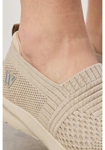 Cloudwalk Comfort Bej Rahat Günlük Yumuşak Tabanlı 4 Mevsim Trend Kadın Slip-on Sneaker Ayakkabı