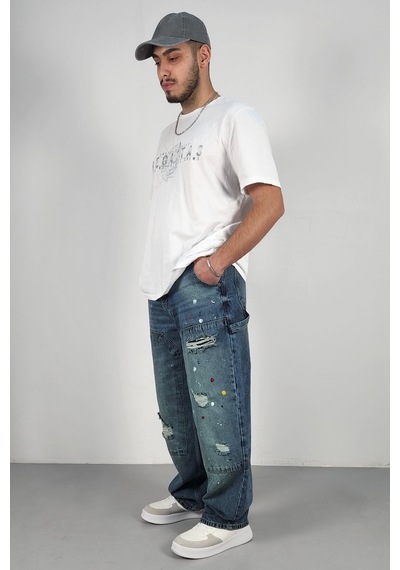 Cedy Denim Cedy Denım Yüksek Kalite Erkek Yüksek Bel Worker Tarz Skater Jean Yeşil