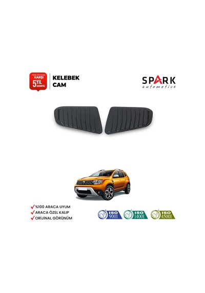 Dacia Duster 2018-2024 Yıl Aralığı Uyumlu Plastik Kelebek Cam 2 Parça