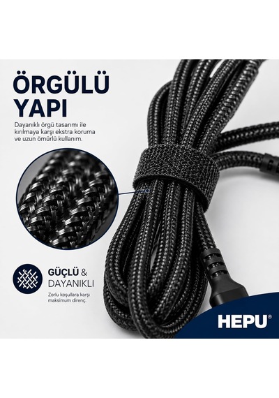 Hp-13 3in1 Çoklu Hızlı Şarj Kablosu Lightning Type-c & Micro Usb Çıkışlı Örgülü Kumaş Kablo Ev Araç Ve Ofis Uyumlu 1.2 Metre