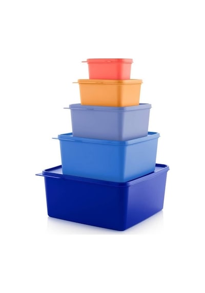 Tupperware Kare Saklama Kabı 5'Li Çok Amaçlı Kutu Renkli Hsgl