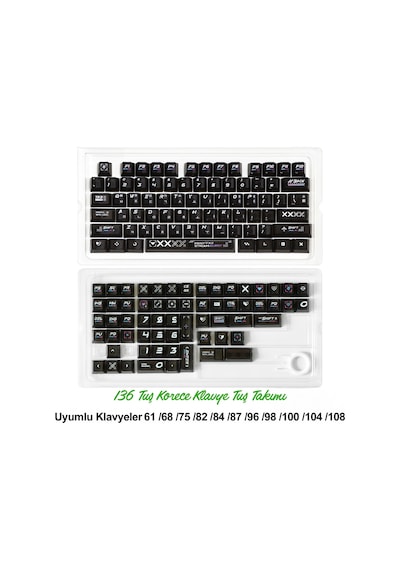136 Tuşlu Keycaps Siyah Baskılı, Şeffaf, 136 Tuşlu Korece Yazı Tipi Kutulu Tüm Mekanik-manyetik Klavyeler İle Uyum Sağlamaktadır.