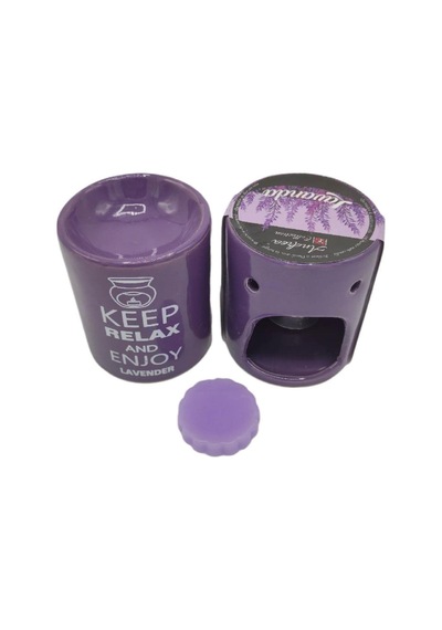 Keep Relax And Enjoy Lavander Seramik Buhurdanlık ve Wax Mum