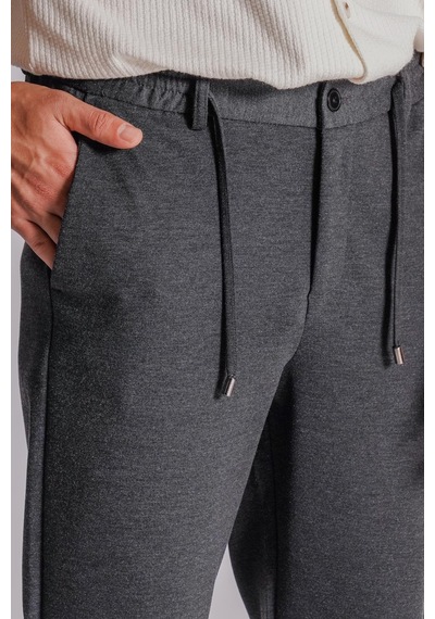 Braccas Erkek Yandan Cepli Beli Lastikli Relaxed Fit Chino Pantolon Antrasit Antrasit