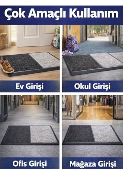Çift Taraflı Dezenfektan Hijyen Paspası Kapı Ev Ofis Giriş Kıvırcık Paspas Kurulama Kaydırmaz 40x80 Cm Genel
