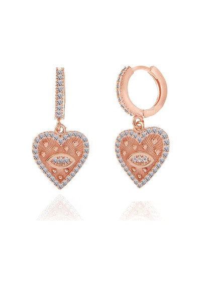 Gümüş Rose Kalp Sallantılı Kadın Küpe 83020939