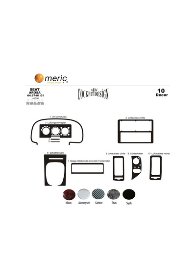 Meriç® Seat Arosa Ön Torpido Kaplama 10 Parça 1997-2001 (536152503)