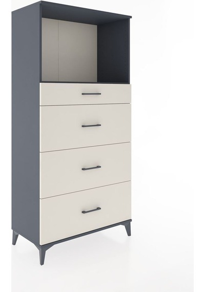 Hyperion Dolap Tek Raflı 4 Çekmeceli 88x44x182 Antrasit-aytaşı Antrasit Hyperion Dolap Tek Raflı 4 Çekmeceli 88x44x182 Antrasit-aytaşı Antrasit