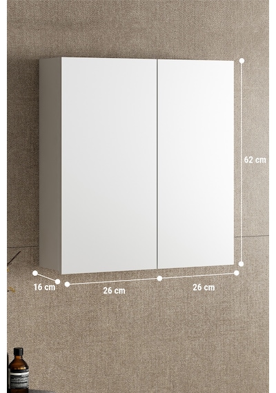 Çiğdem 55 Cm Beyaz Mdf Aynalı Asma Banyo Üst Dolabı Beyaz