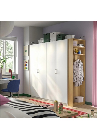 Ikea Beyaz Şık Kapaklı Gardırop 220x60x201 Cm