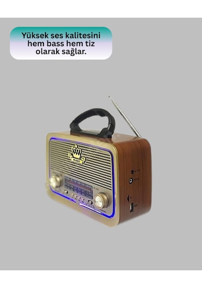 Ahşap Nostaljik Radyo Usb Sd Kart Destekli