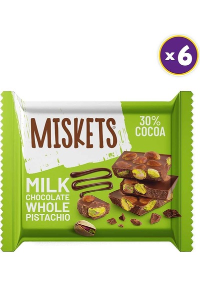 Miskets Antep Fıstıklı Tablet Çikolata 60 Gr X 6 Adet