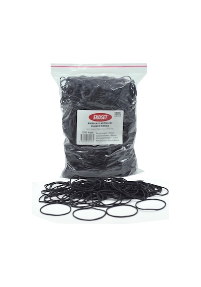 Ekoset Siyah Paket Ambalaj Para Lastiği 1000 Adet 70Mm